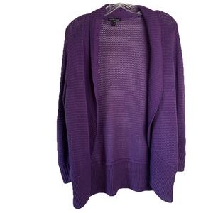 NWOT Eileen Fisher Organic Cotton Cashmere Open Front Cardigan Purple Medium